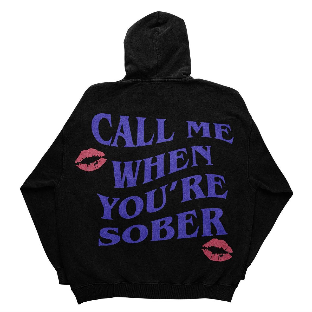 CALL ME WHEN YOU’RE SOBER PUFF PRINT HOODIE - BLACK Shirts & Tops Yours Truly Clothing 